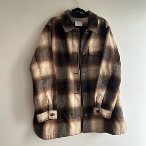 Brown and cream Plaid Shirt Jacket, cabincore coastalcowgirl fisherman style